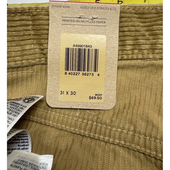 Levi’s Women’s Khaki Brown Corduroy Pants Jeans 31 X 30‎ NWT Irregular - Picture 6 of 6